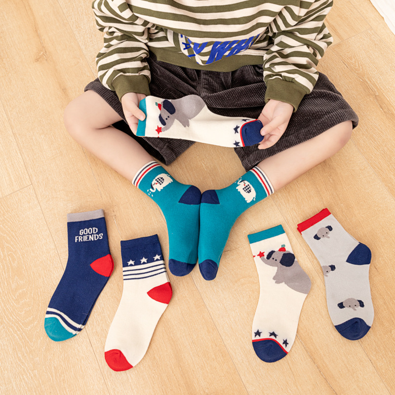 Cotton Crew Sock Pack - 5 pasang kaos kaki anak laki-laki