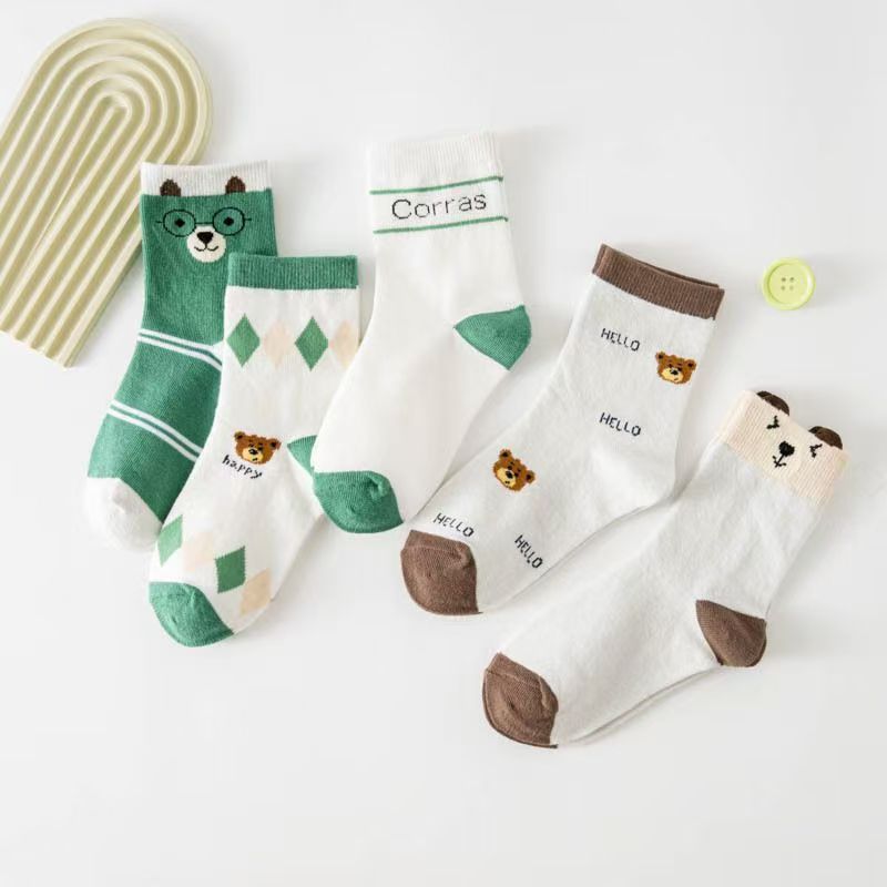 Cotton Crew Sock Pack - 5 Pasang Kaus Kaki Katun Bermotif